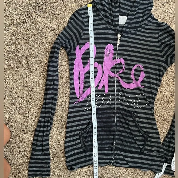 BKE Lounge Y2K Vintage Zip Up Lightweight Sheer Hoodie Jacket - Picture 7 of 11